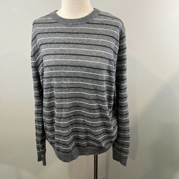 NORDSTROM‎ Grey Stripe Crewneck Sweater (XL) - Picture 2 of 8